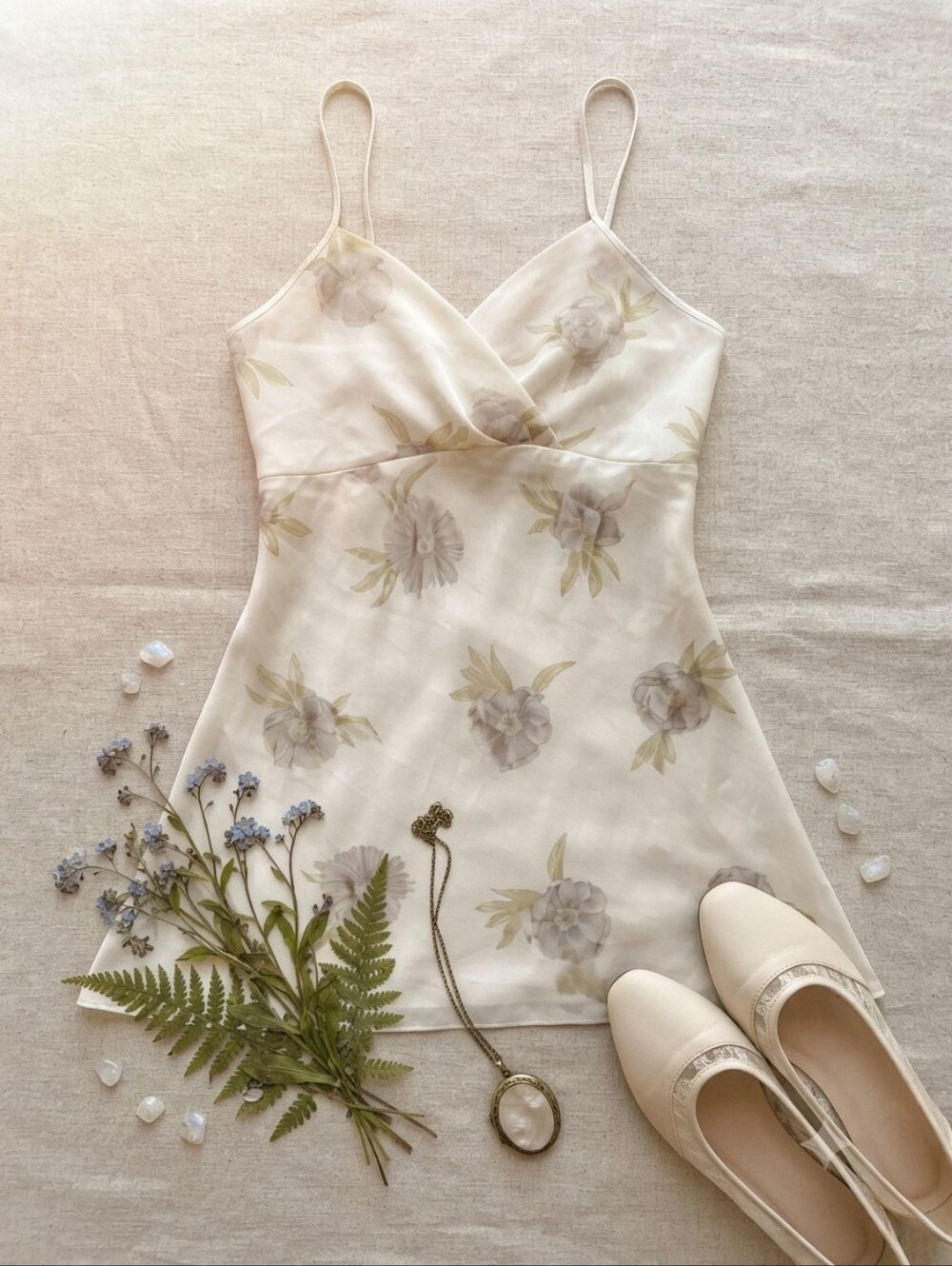 Vintage Val Mode Lingerie Floral Print Slip Dress